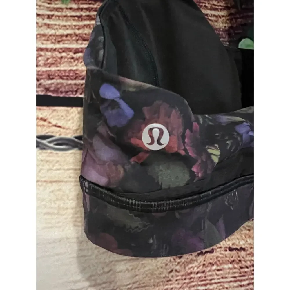 Lululemon Break Free Sports Athletic Yoga Bra Nulux Frozen Floral Black Womens 8 - Picture 7 of 9